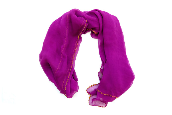 Fuchsia Chiffon Dupatta - Scarf - South Asian Accessories & Outerwear