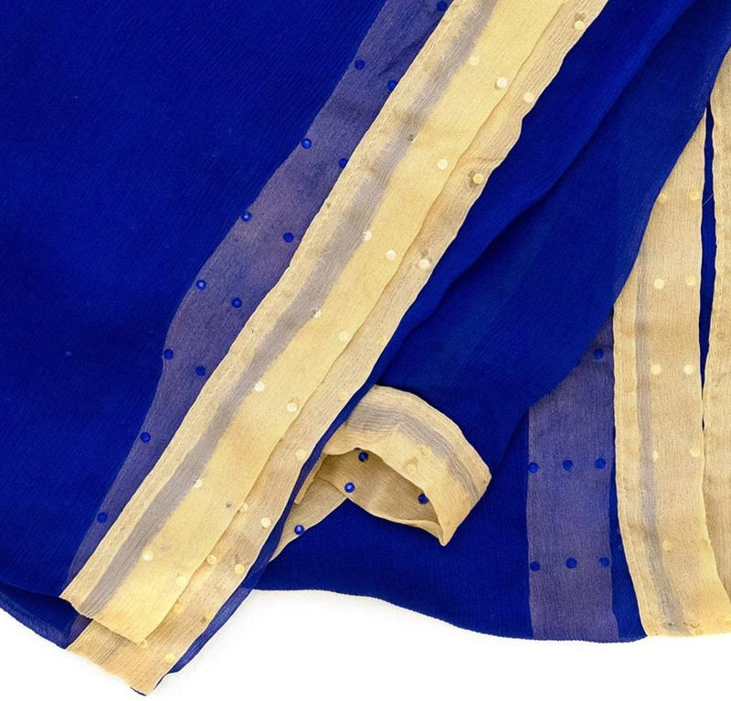 Blue & Beige Chiffon Dupatta - Scarf - South Asian Scarves & Shawls