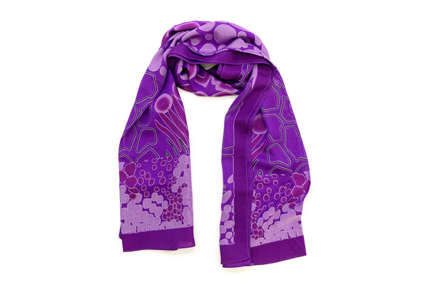 Purple Patterned Chiffon Dupatta - Scarf - South Asian Accessories & Outerwear