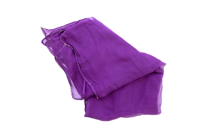 Purple Chiffon Dupatta - Scarf- South Asian Accessories & Outerwear