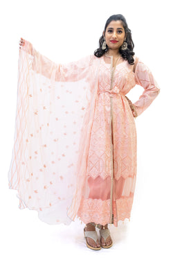 Apricot Cotton Salwar Kameez - Asim Jofa Suit - South Asian Fashion