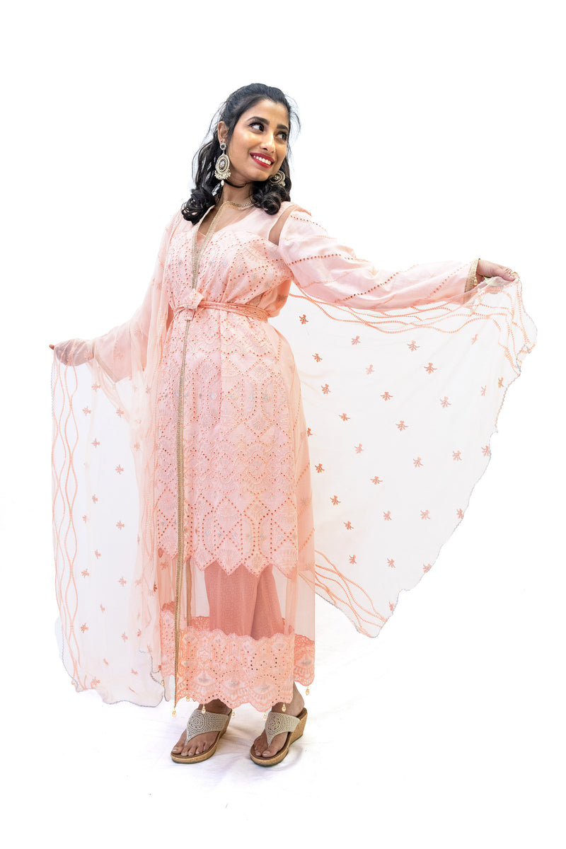 Apricot Cotton Salwar Kameez - Asim Jofa Suit - South Asian Fashion