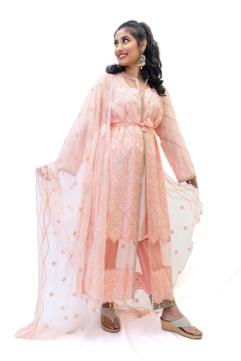 Apricot Cotton Salwar Kameez - Asim Jofa Suit - South Asian Fashion