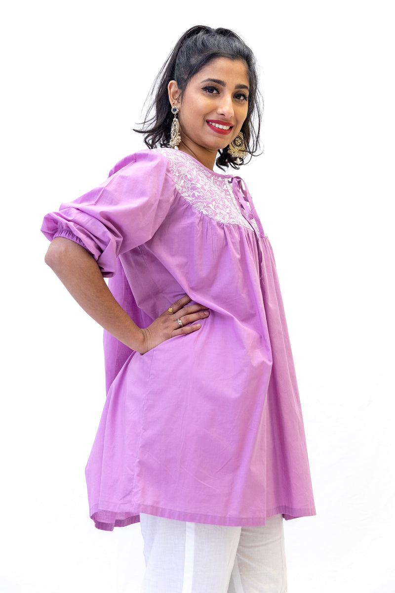 Lavander Cotton Kurti - Shirt - South Asian Casual Wear