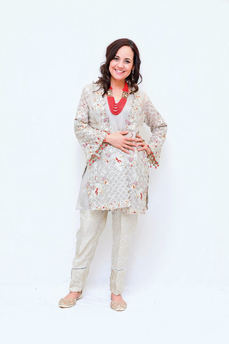 Indian Pakistani Embroidery Chiffon Silk Dress-Trendz & Traditionz Boutique 