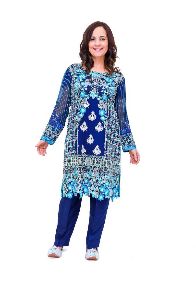 Pakistani Mina Hassan Chiffon Embroidery Suit-Trendz & Traditionz Boutique 