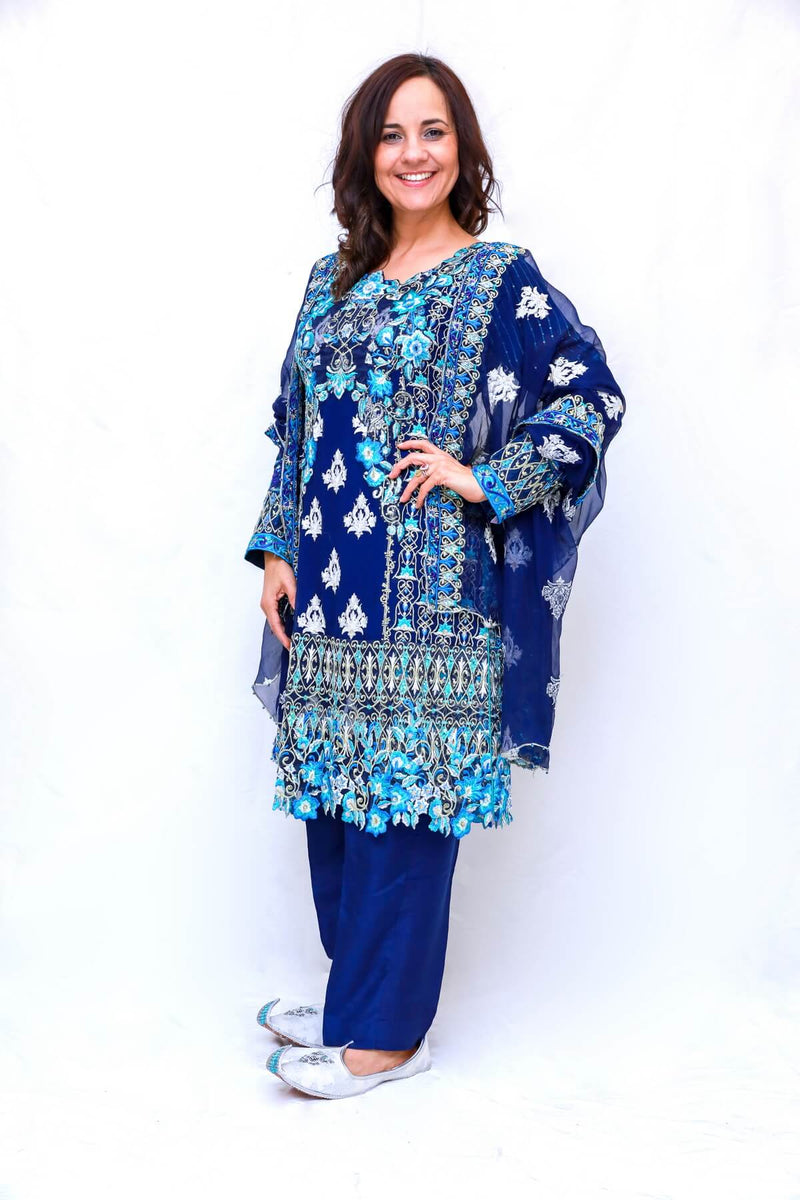 Pakistani Mina Hassan Chiffon Embroidery Suit-Trendz & Traditionz Boutique 