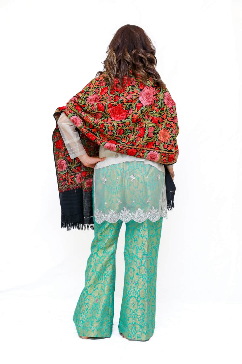 Women Kashmir Pashmina Hand Embroidered Shawl - Trendz & Traditionz Boutique 