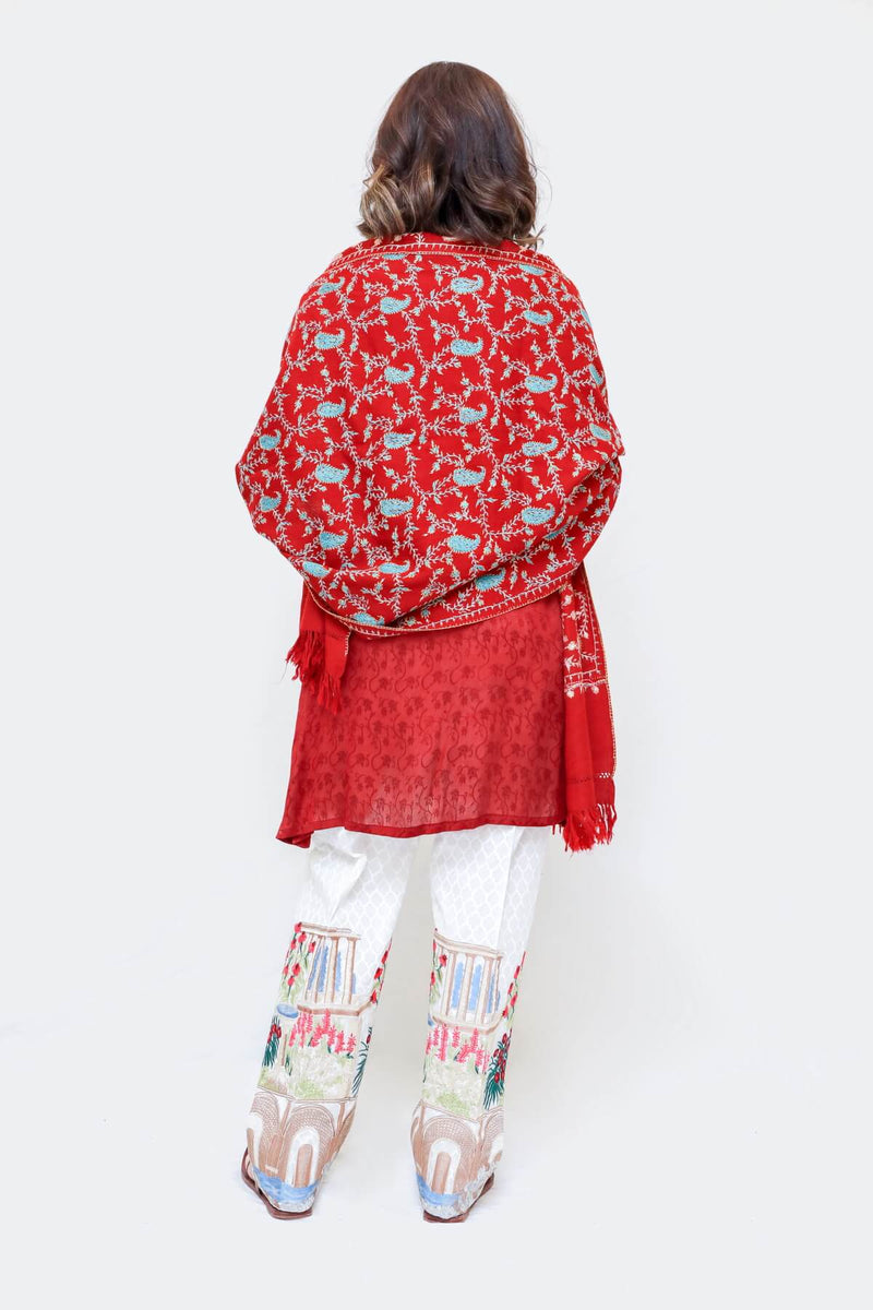 Kashmir Hand Embroidery Double Sided Shawl - Trendz & Traditionz Boutique 