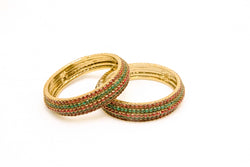 Indian Red & Green Gemstones Bracelet- Trendz & Traditionz Boutique