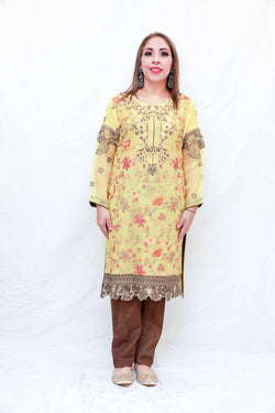 Indian Pakistani Yellow Chiffon Suit- Trendz & Traditionz Boutique