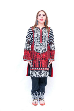 Indian Pakistani chiffon Black & Red Embroidery-Trendz & Traditionz Boutique 