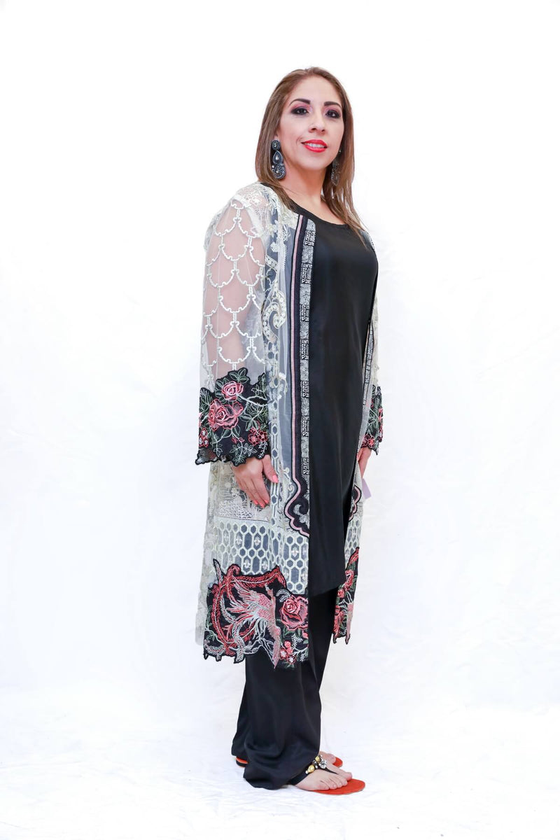 Indian Pakistani Silk & Net Embroidery Suit- Trendz & Traditionz Boutique 