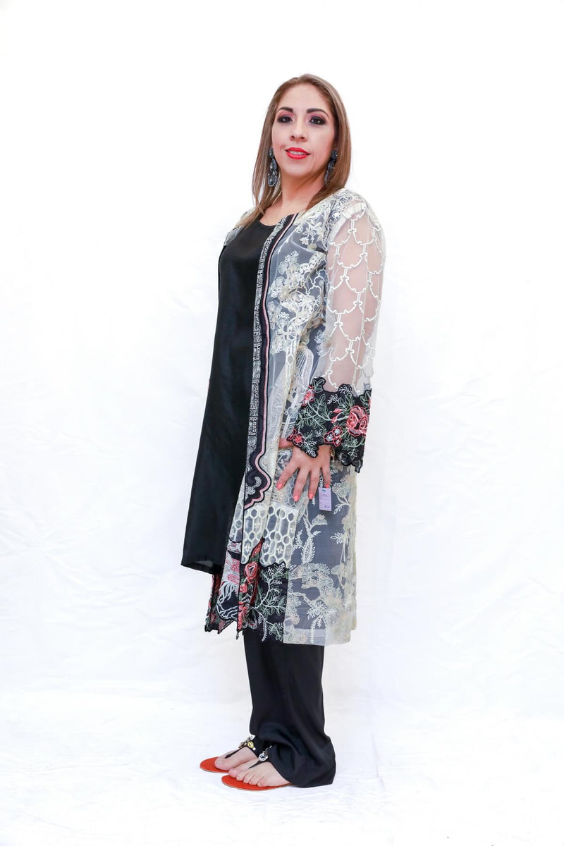 Indian Pakistani Silk & Net Embroidery Suit- Trendz & Traditionz Boutique 