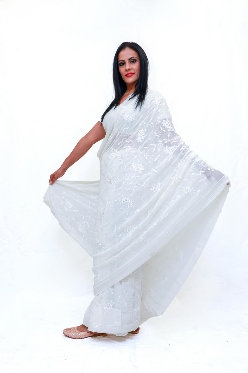 Indian Embroidery Chiffon Sari (Saree) - Trendz & Traditionz Boutique