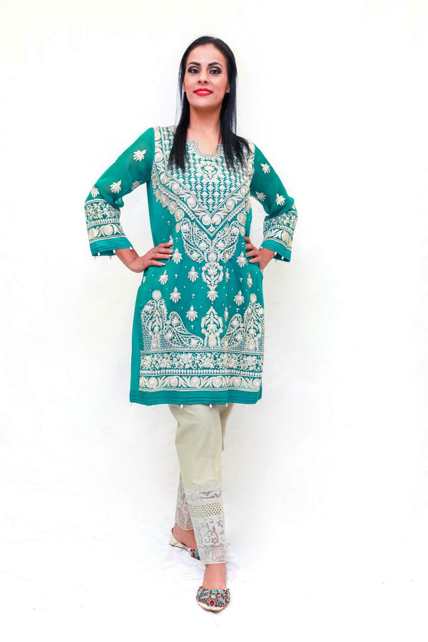 Silk Embroidery Beaded Shirt - Trendz & Traditionz Boutique