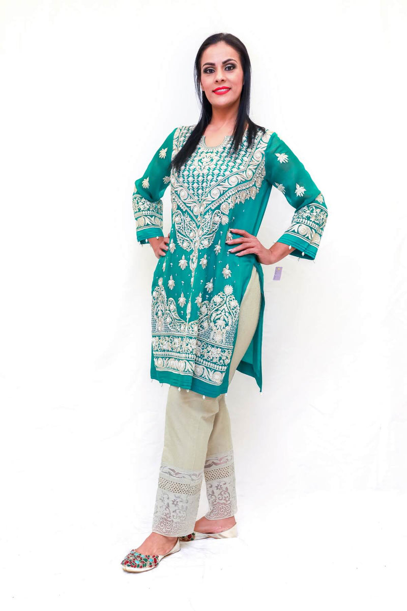 Silk Embroidery Beaded Shirt - Trendz & Traditionz Boutique