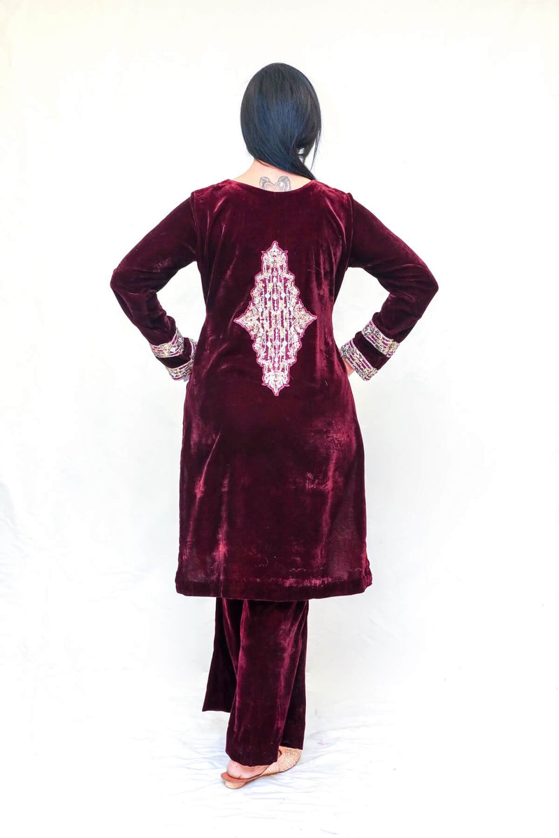 Velvet Embroidery Shalwar Kamiz Dress-Trendz & Traditionz Boutique