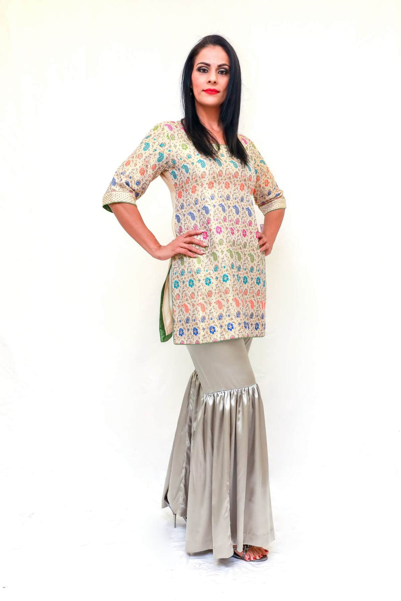 Silk Embossed Shirt Garara Pants- Trendz & Traditionz Boutique