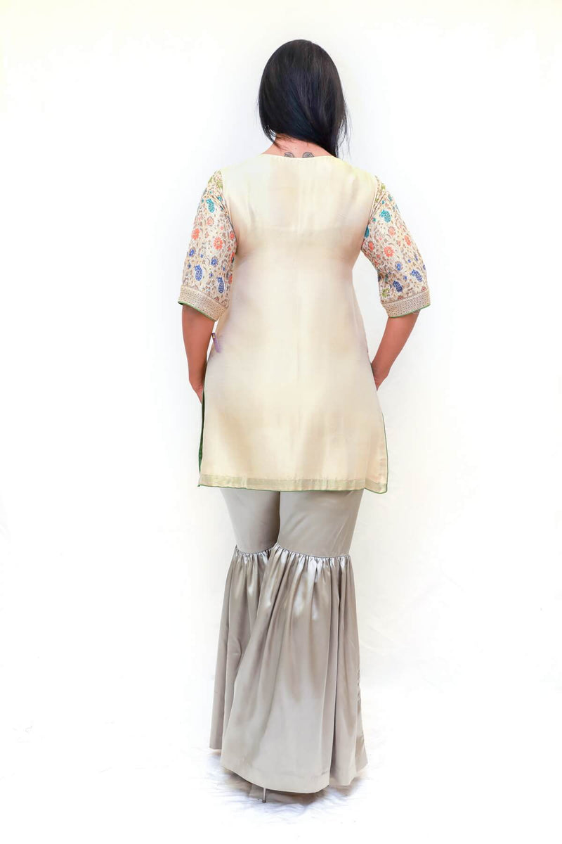 Silk Embossed Shirt Garara Pants- Trendz & Traditionz Boutique