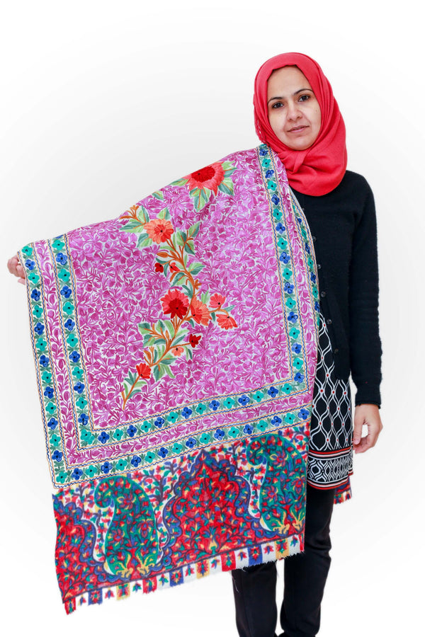 Kashmir Embroidery Pashmina Wool Shawl - Trendz & Traditionz Boutique