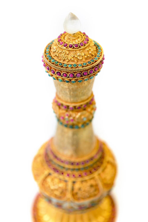 Golden Vase With Gemstone Glass & Brass- Trendz & Traditionz Boutique
