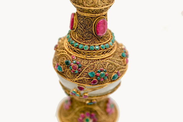 Golden Vase With Gemstone Glass & Brass- Trendz & Traditionz Boutique
