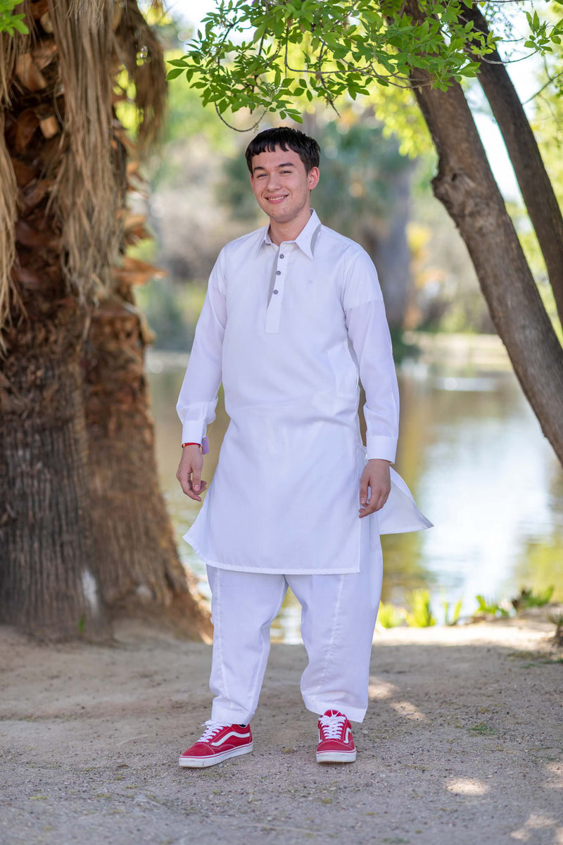Men White Cotton Salwar Kemeez- Trendz & Traditionz Boutique