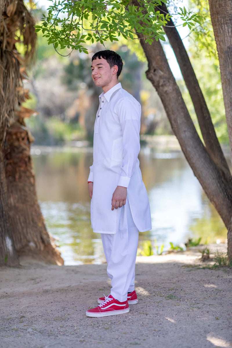 Men White Cotton Salwar Kemeez- Trendz & Traditionz Boutique