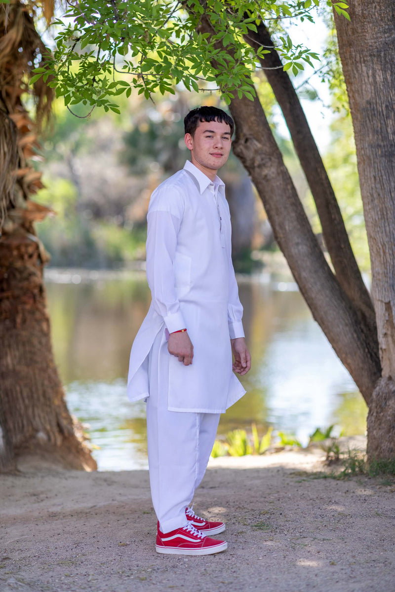 Men White Cotton Salwar Kemeez- Trendz & Traditionz Boutique