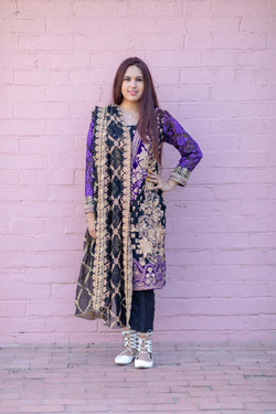 Elegant Chiffon Embroidery Sequin Dress- Trendz & Traditionz Boutique