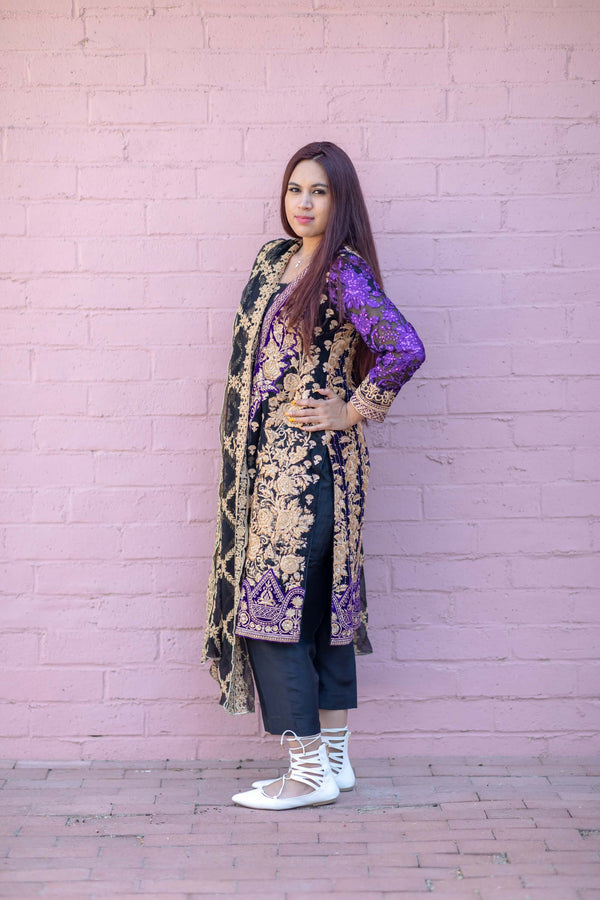 Elegant Chiffon Embroidery Sequin Dress- Trendz & Traditionz Boutique
