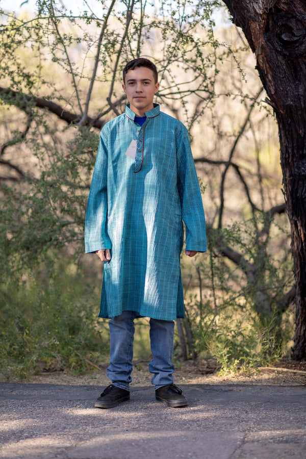 Men's Polyester Blue Stripped Summer Shirt