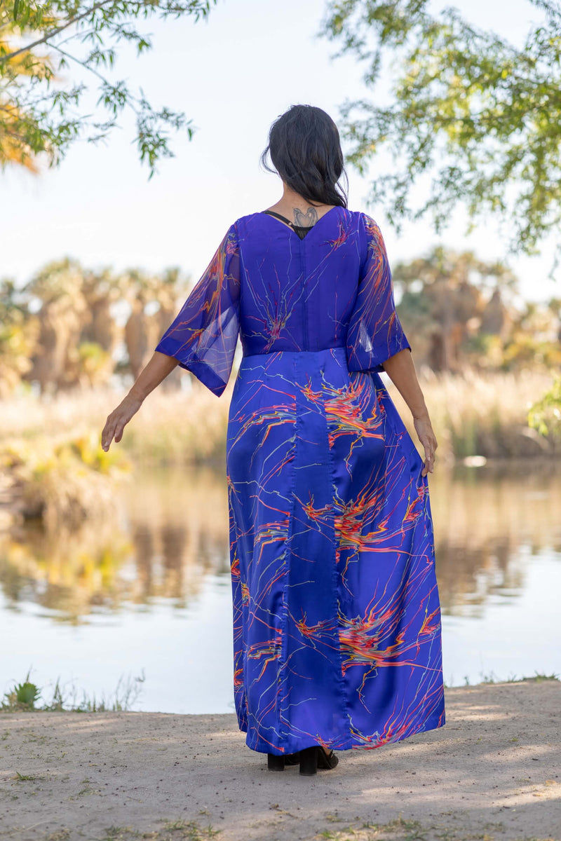 Elegant Silk Printed Gown - Trendz & Traditionz Boutique