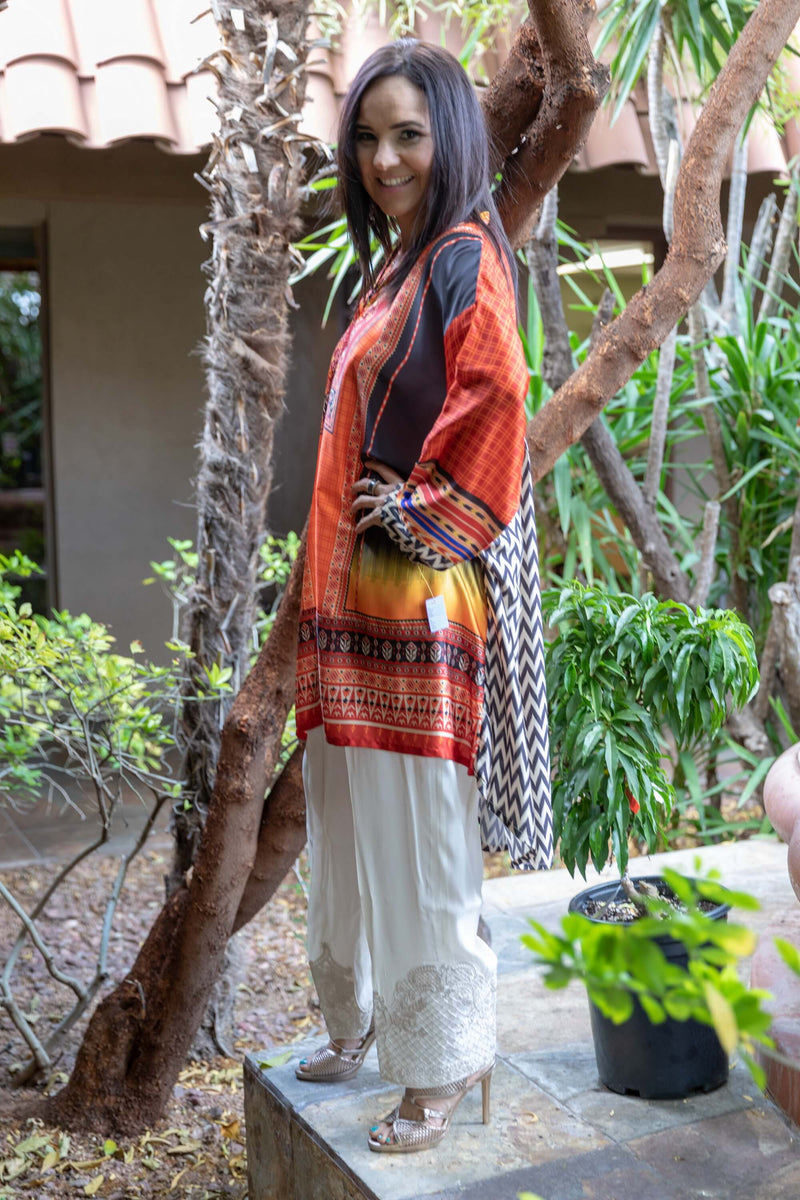 Silk Printed Shirt-Kurti / Cotton Pant - Trendz & Traditionz Boutique 