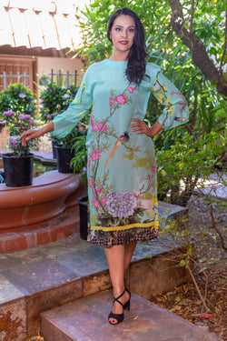 Spring Floral Silk Mid Length Dress - Trendz & Traditionz Boutique 