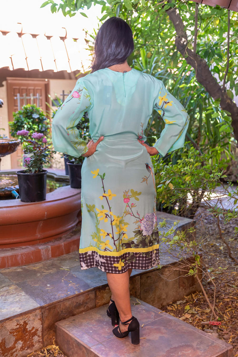 Spring Floral Silk Mid Length Dress - Trendz & Traditionz Boutique 