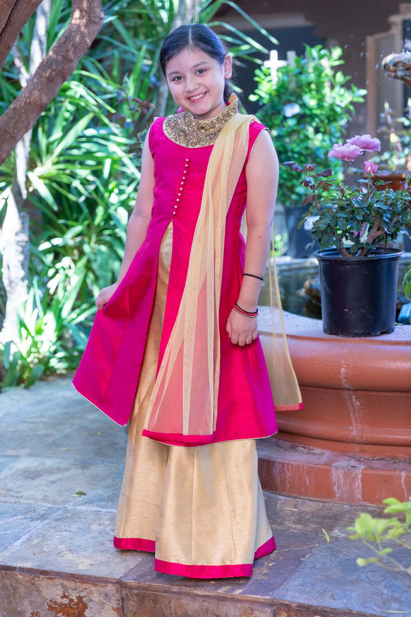 Pink and Gold Silk Dress - Trendz & Traditionz Boutique 