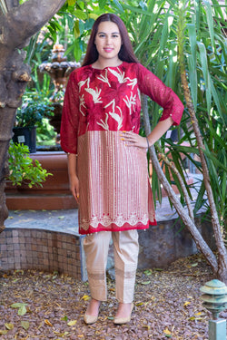 Red Agha Noor Organza Shirt - Trendz & Traditionz Boutique