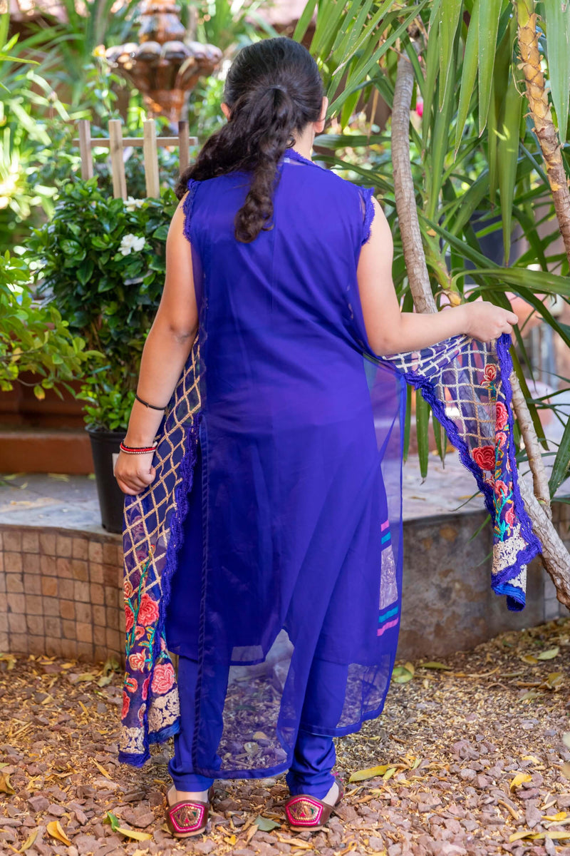 Silk Navy Blue Girls Dress-Suit- Traditional Indian Pakistani Fashion –  TRENDZ & TRADITIONZ BOUTIQUE