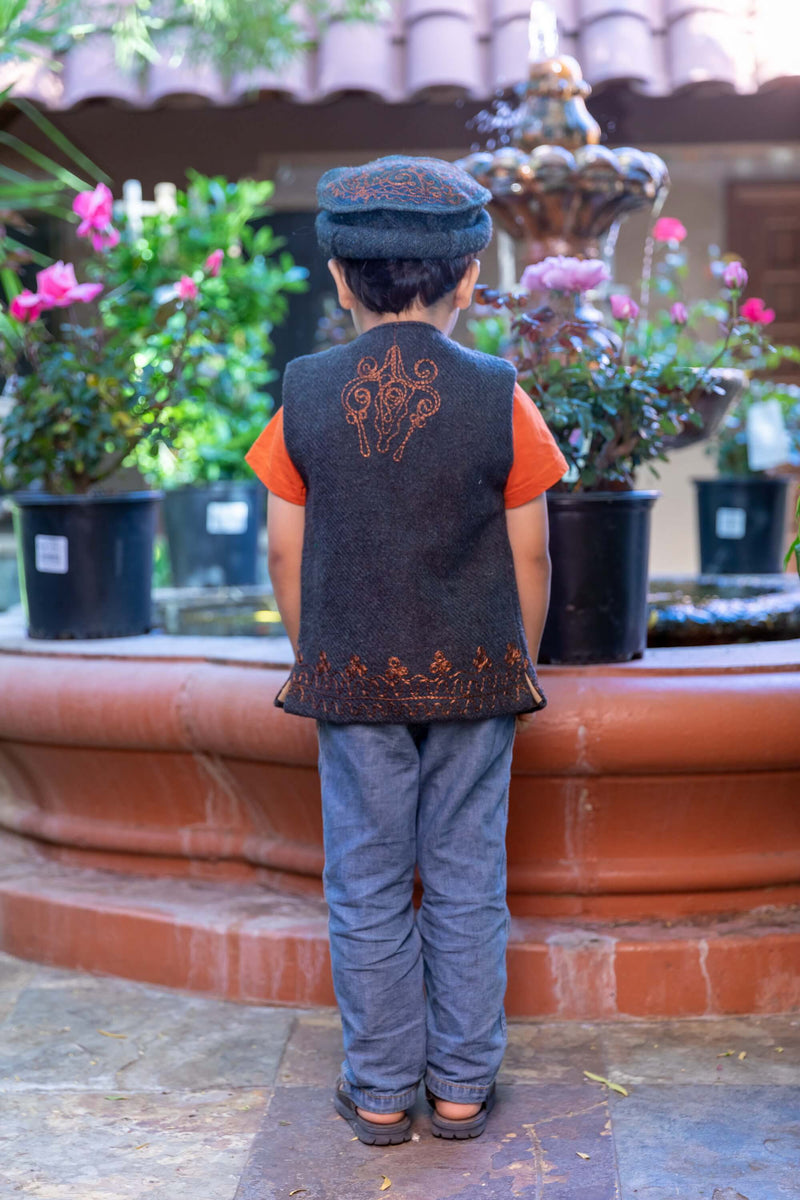 Children's Black Embroidered Vest - Trendz & Traditionz Boutique