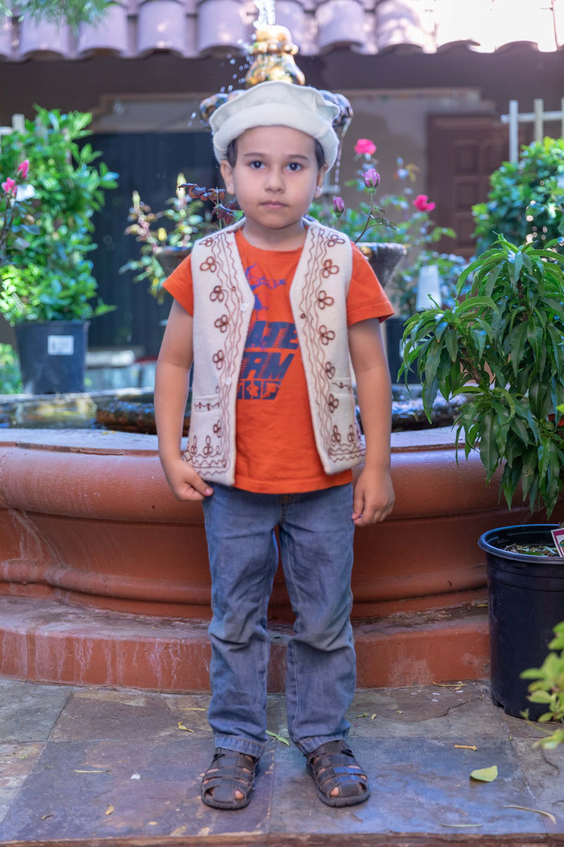 Cream Colored Woolen Hat and Vest - Trendz & Traditionz Boutique