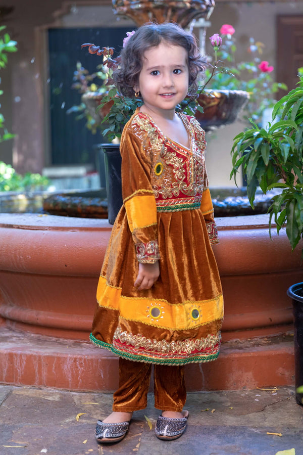 Girls Afghan Velvet Dress-Frock - Trendz & Traditionz Boutique