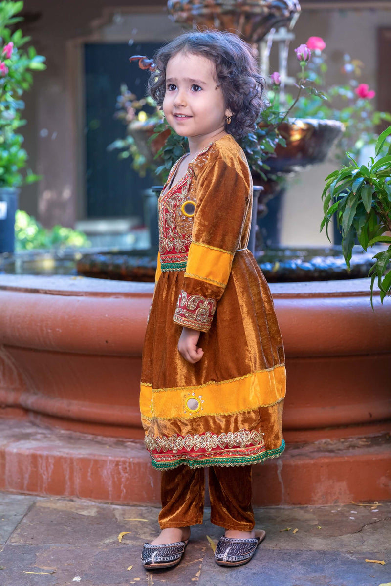 Girls Afghan Velvet Dress-Frock - Trendz & Traditionz Boutique