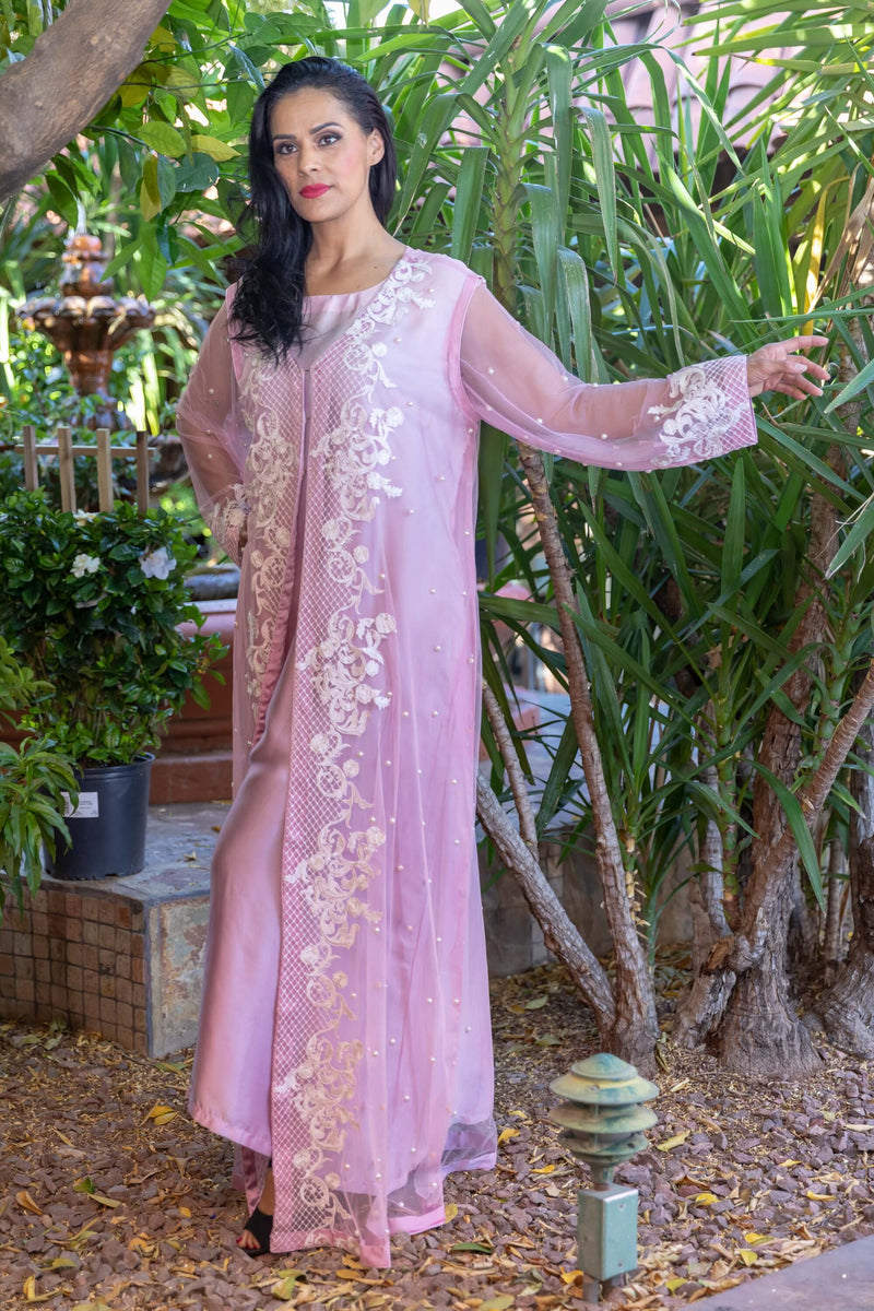 Pink Tulle Dress with Pearls - Trendz & Traditionz Boutique