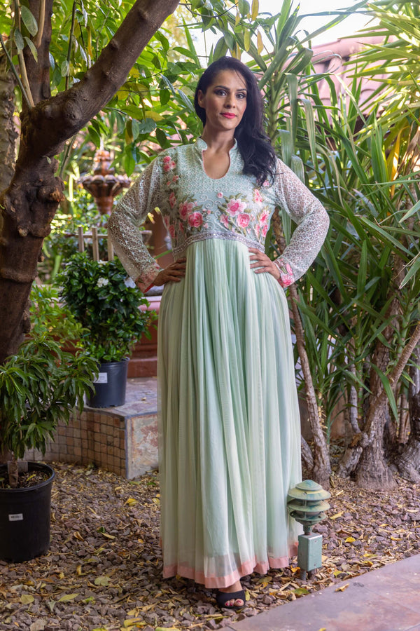 Net Embroidery Gown-Maxi- Trendz & Traditionz Boutique