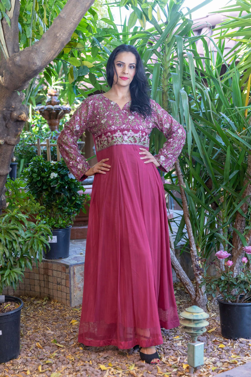 Embroidery Net Dress-Gown - Trendz & Traditionz Boutique