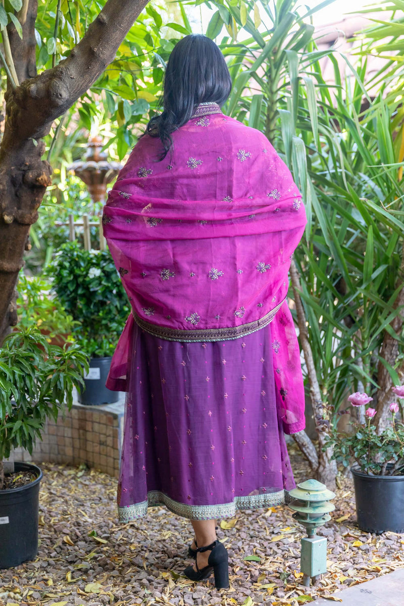 Net Purple Anarkali Gown Dress- Trendz & Traditionz Boutique