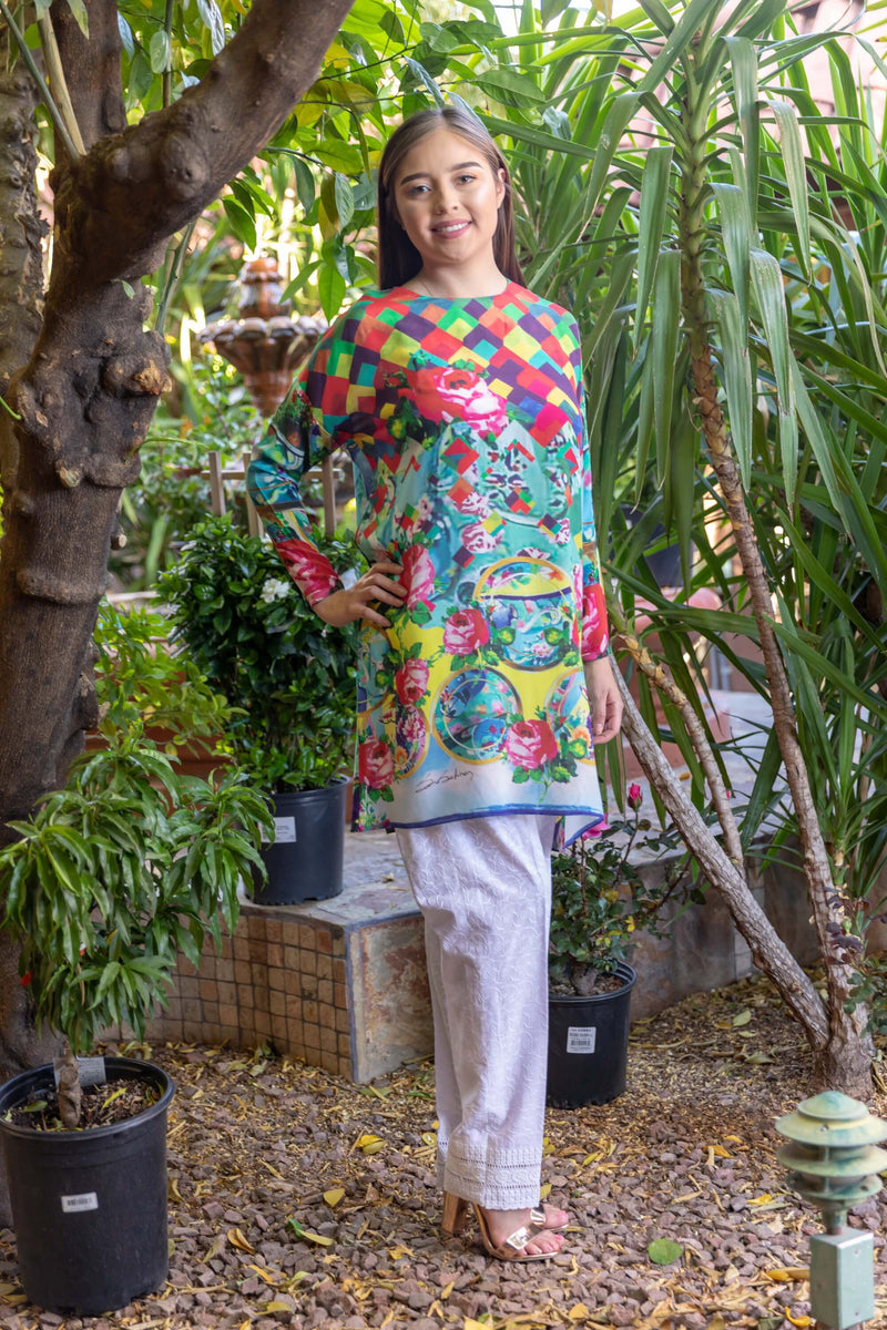 Silk Printed Shirt by Sana Safinaz - Trendz & Traditionz Boutique 