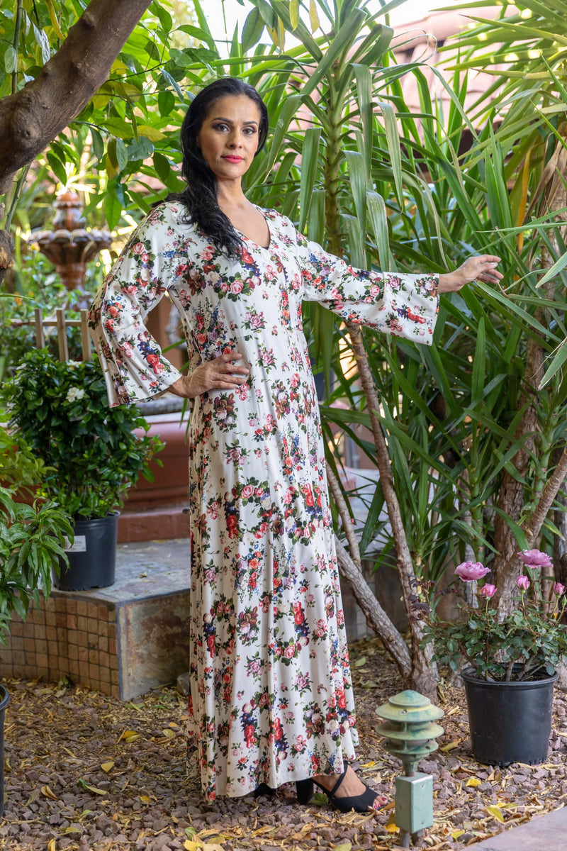 Rayon Gown with Flower Print- Trendz & Traditionz Boutique